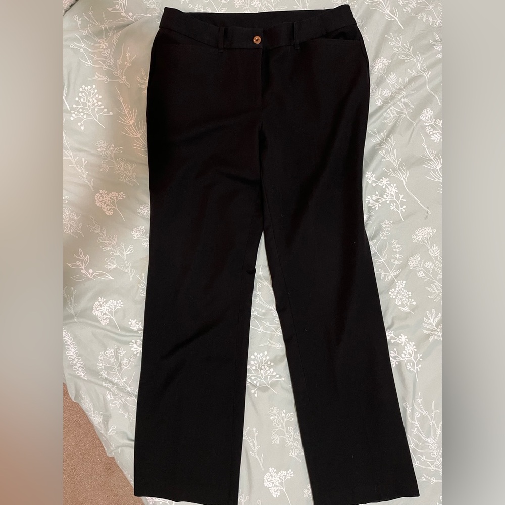 Anne Klein Black Trousers Dress Pants Sz L 12 14
